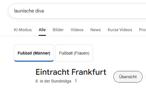 Eintracht Frankfurt als launische Diva in den Suchergebnissen von Google